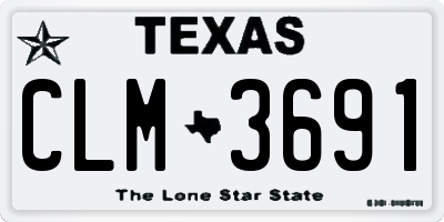 TX license plate CLM3691