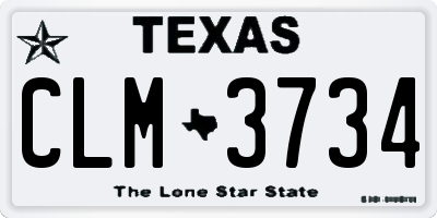 TX license plate CLM3734