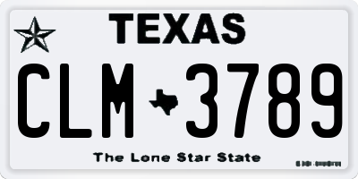 TX license plate CLM3789