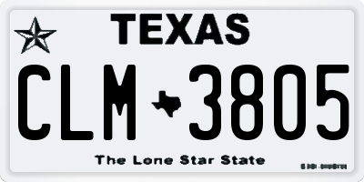 TX license plate CLM3805