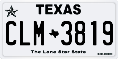 TX license plate CLM3819