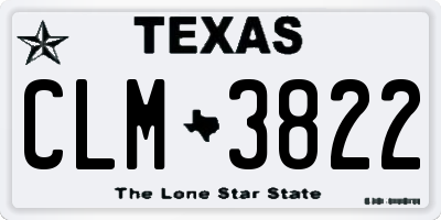 TX license plate CLM3822