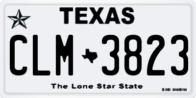 TX license plate CLM3823