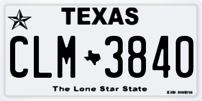 TX license plate CLM3840