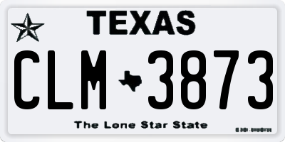 TX license plate CLM3873