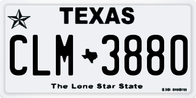 TX license plate CLM3880