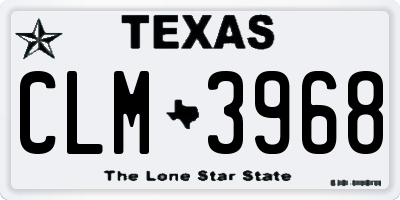 TX license plate CLM3968