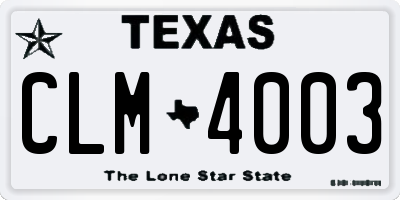TX license plate CLM4003
