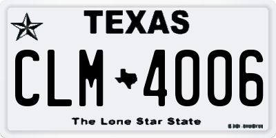 TX license plate CLM4006