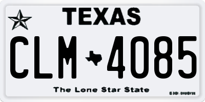 TX license plate CLM4085