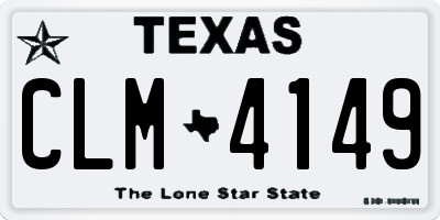 TX license plate CLM4149