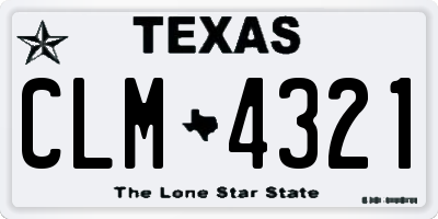 TX license plate CLM4321