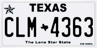 TX license plate CLM4363