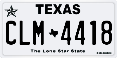 TX license plate CLM4418