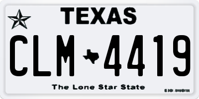 TX license plate CLM4419