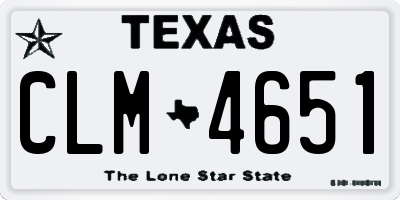 TX license plate CLM4651