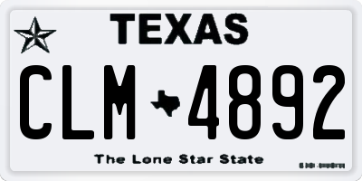 TX license plate CLM4892