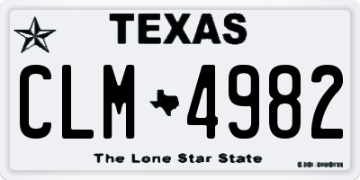 TX license plate CLM4982