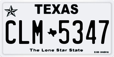 TX license plate CLM5347