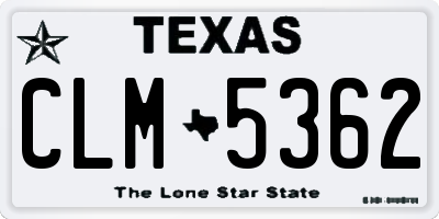 TX license plate CLM5362