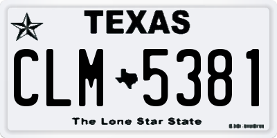 TX license plate CLM5381