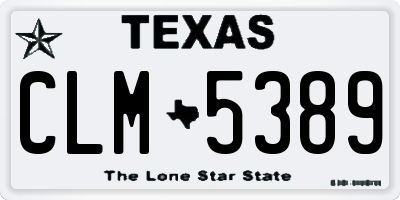 TX license plate CLM5389
