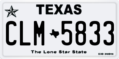 TX license plate CLM5833