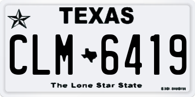TX license plate CLM6419