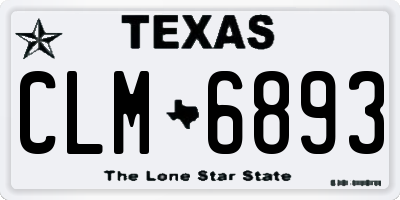 TX license plate CLM6893