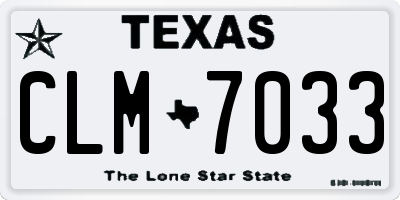 TX license plate CLM7033
