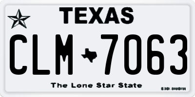 TX license plate CLM7063