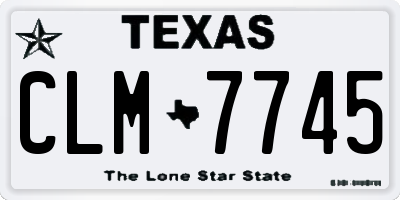 TX license plate CLM7745
