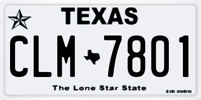 TX license plate CLM7801