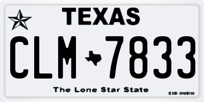 TX license plate CLM7833