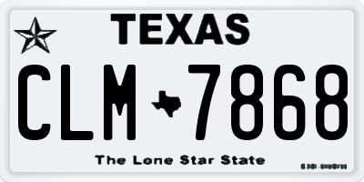 TX license plate CLM7868