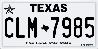 TX license plate CLM7985