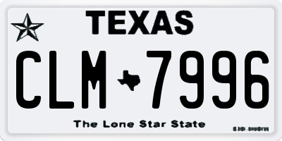 TX license plate CLM7996
