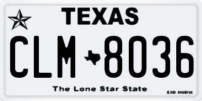 TX license plate CLM8036