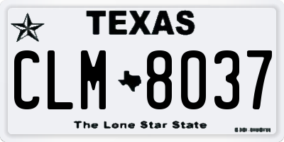 TX license plate CLM8037