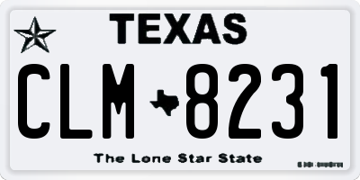 TX license plate CLM8231