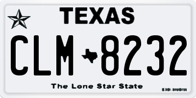 TX license plate CLM8232