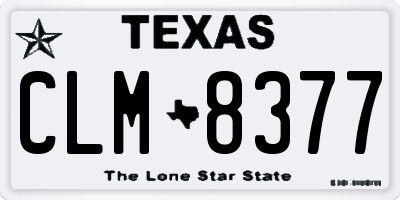 TX license plate CLM8377