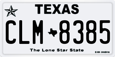 TX license plate CLM8385