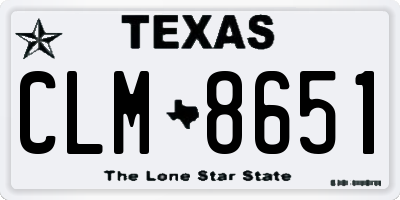 TX license plate CLM8651