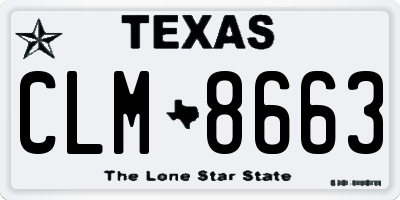 TX license plate CLM8663