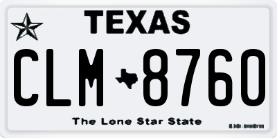 TX license plate CLM8760