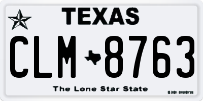 TX license plate CLM8763