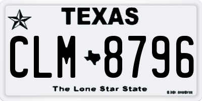 TX license plate CLM8796