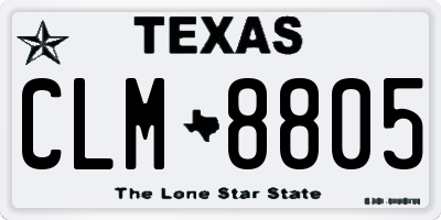 TX license plate CLM8805