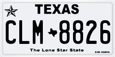 TX license plate CLM8826